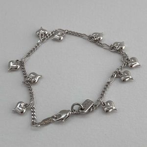 New Vanessa Mooney silver heart charm bracelet puff heart bracelet heart jewlery
